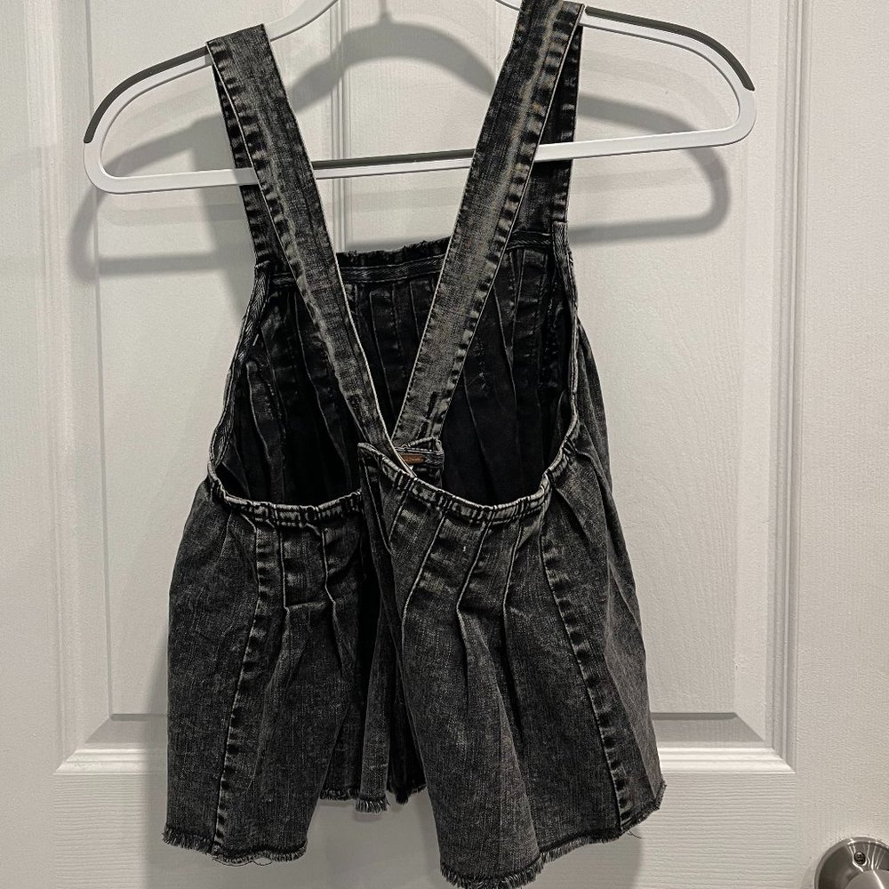 Free People Marina Crop Swing Tank with Adjustable Straps Black Denim SMALL NWT - Picture 5 of 5